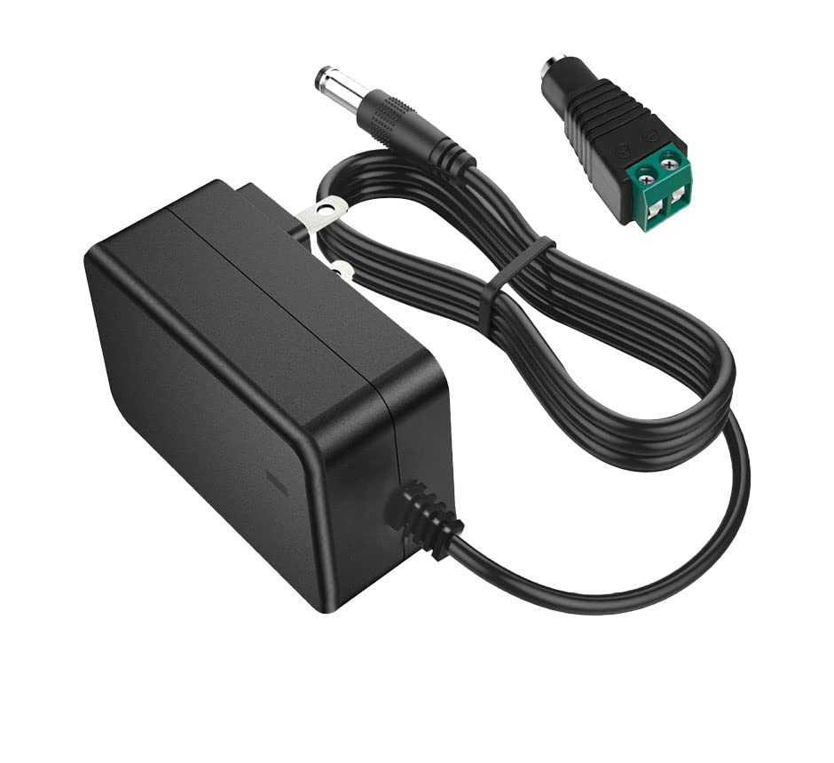 Photo 1 of 12V 2A DC Power Supply AC Adapter 12Volt Power Cord Transformer with LED Terminal Connector and 5.5 x 2.5/2.1mm Wall Plug for LED Strip Lights CCTV Security Camera