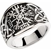 TURTLEDOVE Vegvisir Ring with Celtic Knot - Viking Ring with Runic Compass - Celtic Pagan Jewelry of Talisman