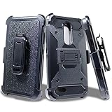 ZTE ZMAX PRO Case, Customerfirst Heavy Duty Armor Shock Proof Dual Layer Holster Locking Belt Swivel Clip with Kick Stand for ZTE Carry + Flash Keychain (TAC BLACK)