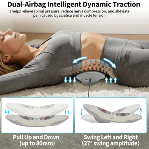 Diesisa Electric Back Massager: Lumbar Traction Massage Back | Left/Right Swing - Vibration Heat - Ems Massage - Rechargeable Back Massager - For Home Use