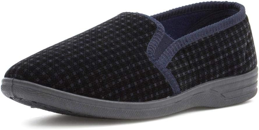 The Slipper Company Mens Navy Check Slipper