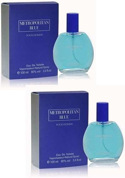 Modaleo Metropolitan Parfum Blue Men's Eau De Toilette Fragrance Aftershave 2x