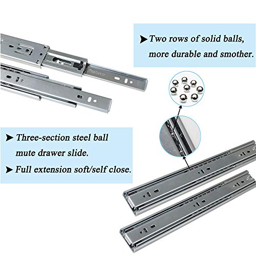 15 Pairs 22 inch Soft Close 3 Folds Full Extension Under Mount Drawer