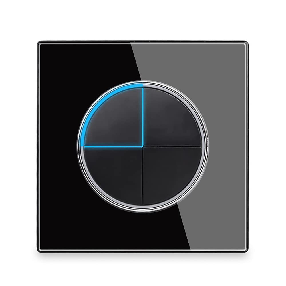 Circle 1/2/3/4 gang 2 way Push Button Wall Light Switch Glass Step Light LED Indicator (black 4 gang 2 way) — image 1