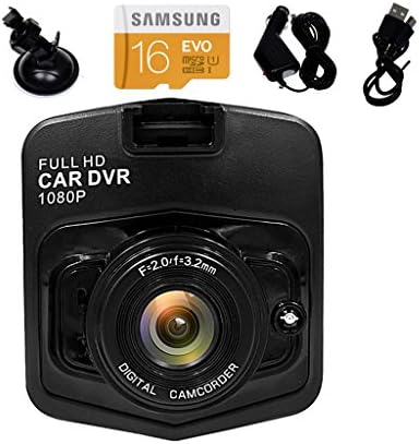 SPEED Full HD 1080P Car Vehicle HD Dash Camera DVR Cam Recorder with 16GB Micro SD Card, 135°View Angle Car Box Tachograph, Motion Detection, Loop Recording, Night Vision (Black)