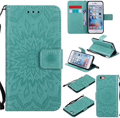 iPhone 6s Case, iPhone 6 Case, iPhone 6/6s Wallet Case, LTWS [Wallet Stand] Sun Flowers PU Leather Flip Protective Case with Card Slots for Apple iPhone 6 6s 4.7-green