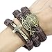 RechicGu Gold Pack3 Catholic Religious Church Christian Jesus Fish Cross St. Benedict Medal Leather Bracelet Bangle Cuff