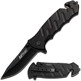 Mtech Black Tactical Rescue Knife with Aluminum Handle