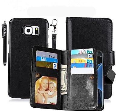 2 in 1 Removable Magnetic 9 Card Sot Leather PU Wallet Phone Cases (Color : Black, MN-Samsung-cm-Personalized : Galaxy S5)