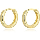 Lansora Huggie Hoop Earrings Gold Plated Hinged Hoop Earrings Silver Post Minimalist Stackable Earrings Hoop for Women