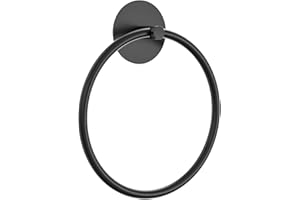 Matte Black Bathroom Towel Ring - SUS304 Stainless Steel Bathroom Towel Rack, Susswiff Adhesive Wall Mounted Hand Towels Holder, Towel Hanger for Bathroom Organizer, Kitchen Storage