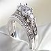 LOVERSRING Couple Ring Bridal Set His Hers White Gold Plated CZ Stainless Steel Wedding Ring Band Set