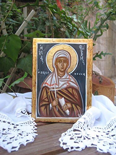 Icon of St Phoebe the Deaconess from Corinth byzantine art egg tempera on plywood