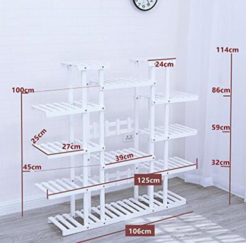 GYMhz Flower pot finishing rack. Flower Racks Indoor Floor Stand Multi - Storey Pots White Flower Stand Solid Wood Flower Racks Balcony Living Room Flower Rack Plants potted rack