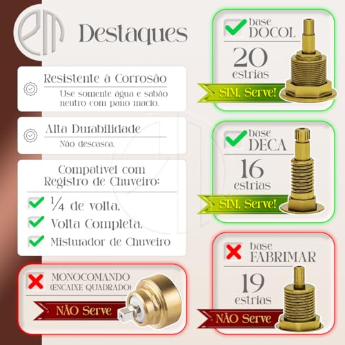 Acabamento Registro Quadrado Alavanca Dourado Brilhante Padrão Docol