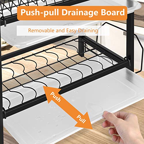 Dish Drying Rack with Drain Board ,Tsmine Kitchen Drying Rack Dish
