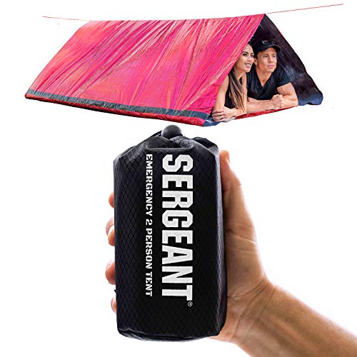 SERGEANT Emergency Survival Tent, 2 Person, Extra-Thick, Lightweight, Mylar, Military Grade, Tube Tent, Shelter + Paracord. All-Weather Protection, for Hiking, Camping, Outdoor Survival Kits, Go Bags.