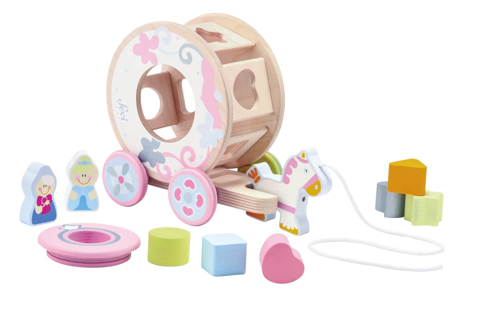 Trudi | Sevi Pull Along Enchanted Carriage Playset | Wooden Toys | Ages 1+