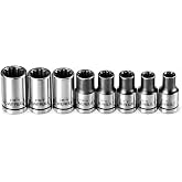 Powerbuilt 8-Piece 1/4-Inch Drive Universal Spline Socket Set with Dual Finish &ndash; Fits SAE, Metric, Hex, 6-Point, 12-Point, E-Torx, Spline, and Square Fasteners - 642053