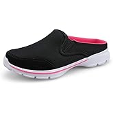 MizHome Women's Backless Walking Sneakers Summer Slip-on Mule Shoes Closed Toe Slippers