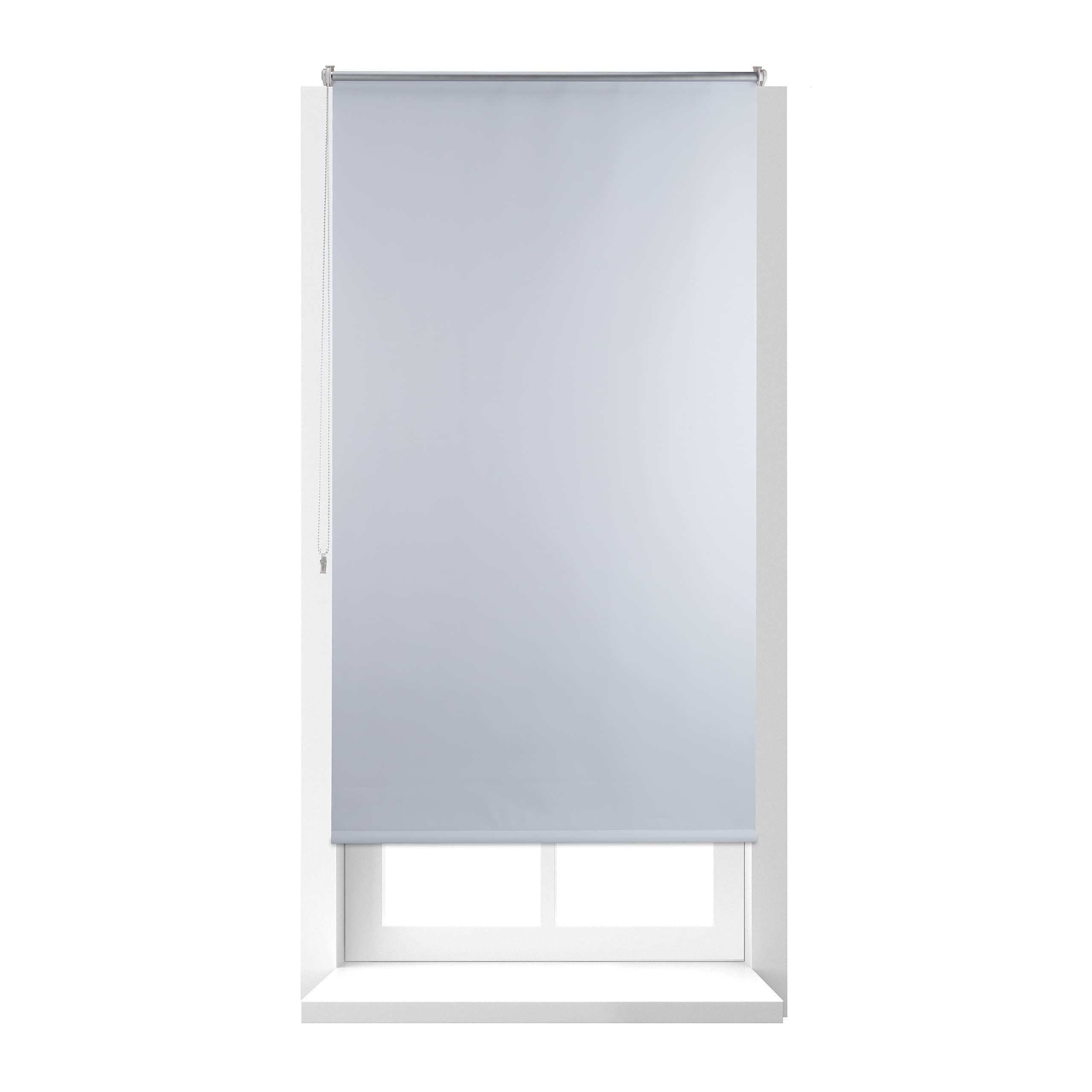 Relaxdays Thermal Blackout Blinds, Heat Protection, Side-Pull Roller Shades, No Drilling, 90x160cm, White