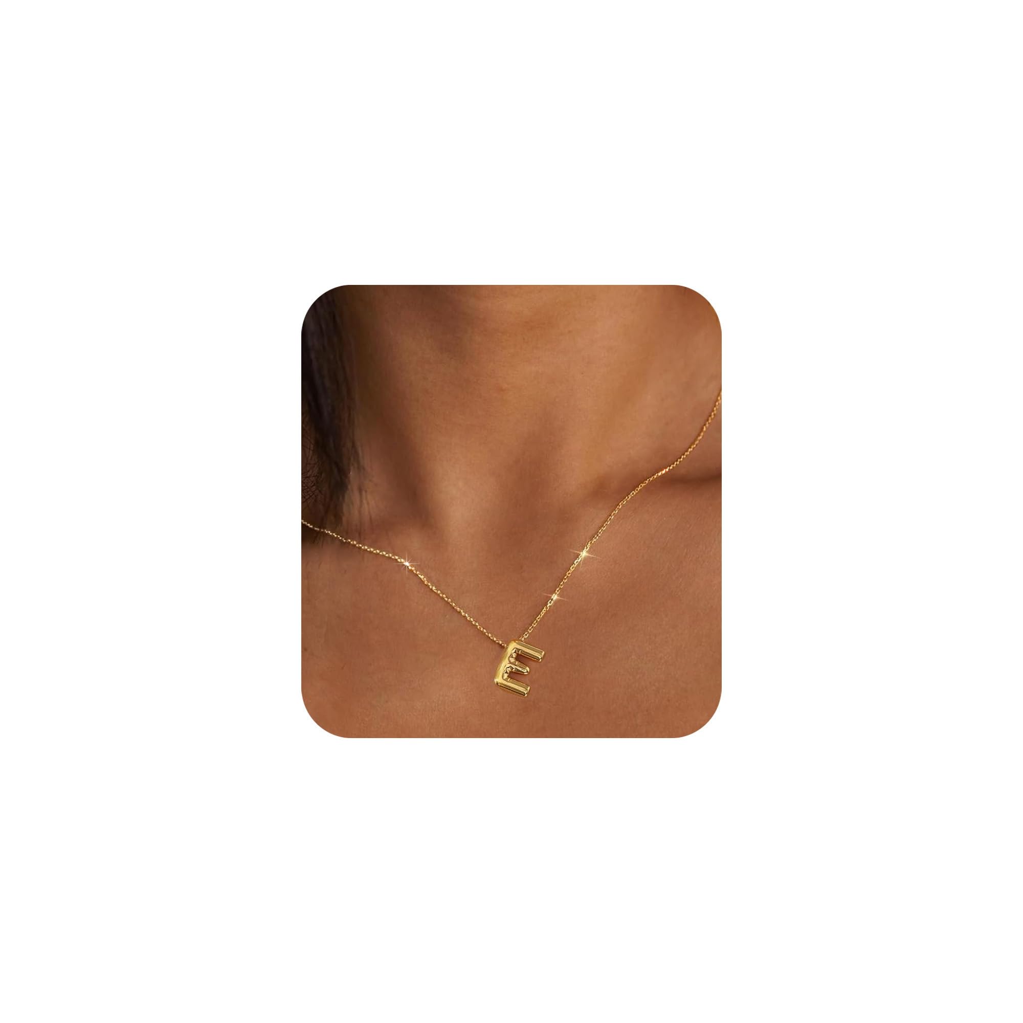 Bubble Letter Necklace Gold Initial Necklaces for