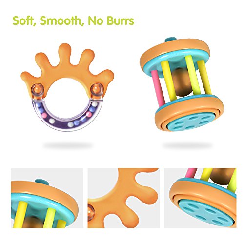 image for Tumama 10pcs Baby Rattles Sensory Teether, Spin Rattle ring, Ball shak