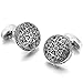MOWOM Silver Tone Black 2PCS Rhodium Plated Cufflinks Celtic Cross Shirt Wedding Business