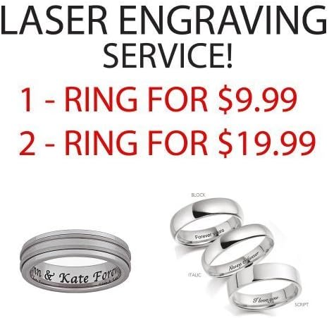 Laser Engraving Service for Tungsten Jeweler Products. Ring Engraving, Please Provide Engraving Characters in Gift Message
