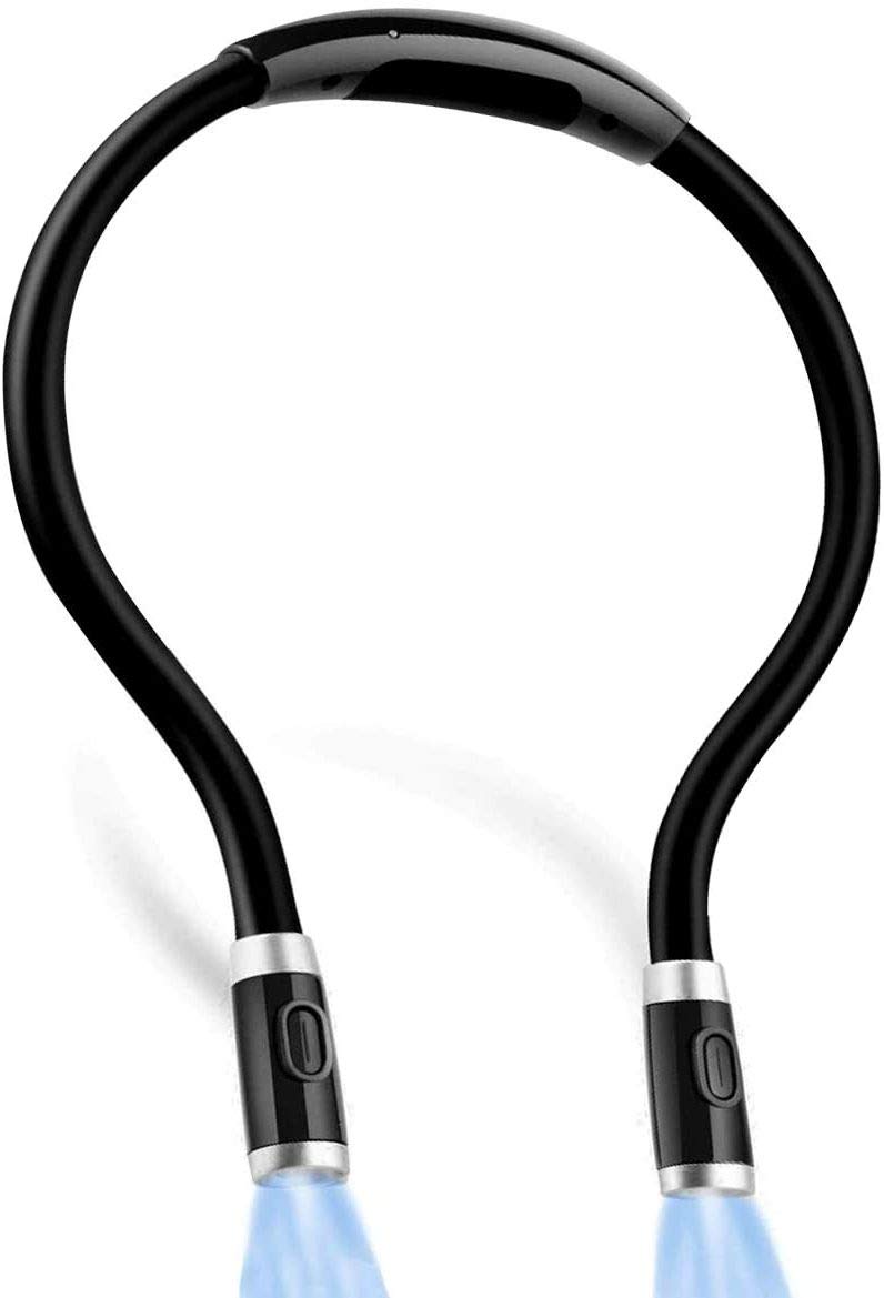 Neck Book Light, USB Rechargeable LED Reading Light, Hands Free LED Reading Lamp for Reading in Bed at Night, Camping, Repairing and Crafting (Black)