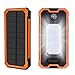 Solar Power Bank 20000mAh Solar Charger Waterproof Portable External Battery USB Charger Built in LED Light for iPad iPhone Android Cellphones (Orange)