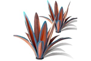 TOMBABY Enlarge Thickened Wind Resistant Metal Agave Garden Art Metal Plant Country Sculpture Statue Outdoor Decoration Agave Metal Plant Courtyard Garden Lawn Ornament Gift (1, 12 Leaves Blue)