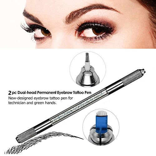 Tatto Manual Pen,Chartsea Double Head Microblading Permanent Makeup Eyebrow Tattoo Manual Pen (Blue) - Thumbnail 4