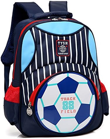 School Backpack for Boys Football Print Bookbag Kid Child Backpack School Bag (Navy Blue)