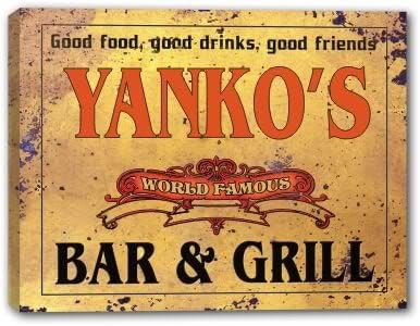 J Edgar Cool YANKO'S Family Name - MANY DESIGNS AVAILABLE - World Famous Bar &amp; Grill Gallery Wrapped Canvas Sign 3 SIZES AVAILABLE - 11" x 14"