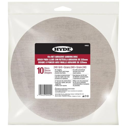 Hyde Lixadeira abrasiva 09922 de 22,86 cm (9"), lixa 240, pacote com 10