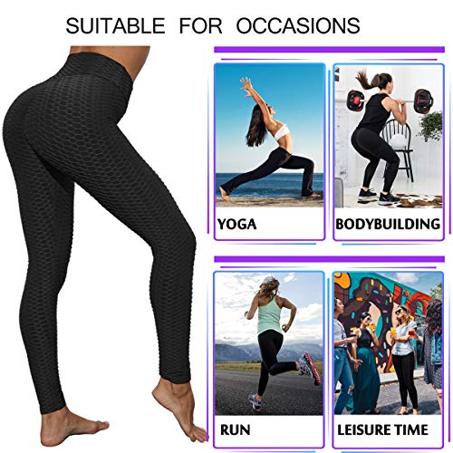 LAOTEPO Butt Lifting Anti Cellulite Sexy Leggings for Women High Waisted Yoga Pants Workout Tummy Control Sport Tights