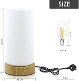 HSLighting Bedside Lamp 3-Way Dimmable Glass Table Lamp with Wood Grain Base view 7
