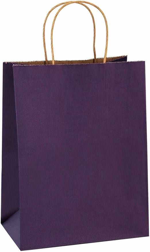 Purple Gift Bags 8x4.25x10.5" 100Pcs BagDream Shopping Bags,Cub, Paper