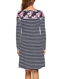 Vestido estilo túnica con vuelo y túnica de mujer Zeagoo Vestido de túnica a rayas de manga larga