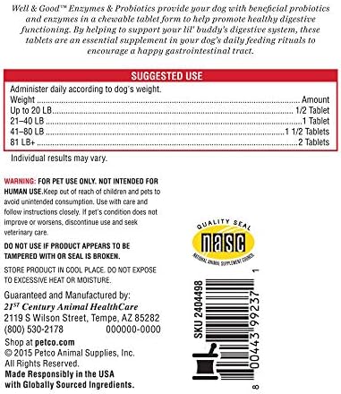 well & good digestive enzymes & probiotics chewable dog tablets