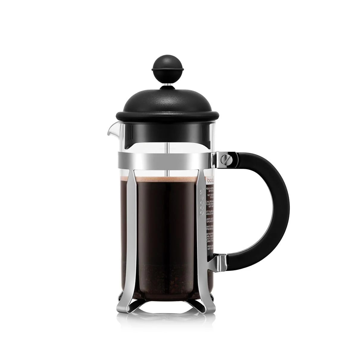 Bodum French Press Caffettiera Black - 350ml / 3 Cup Coffee Maker - Durable Glass & Stainless Steel Filter - BPA-Free Dishwasher Safe Percolator - Cafetiere Made in Portugal