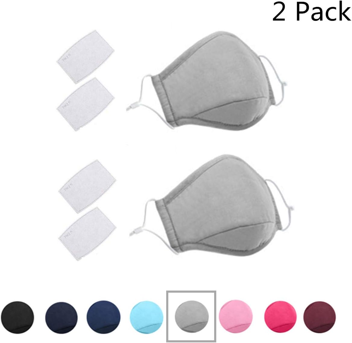 2 Pack PM 2.5 Masks with 4 Air Filter Cotton Sheet Washable Reusable