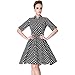 Heroecol Womens Vintage 1950s Dresses Polo Neck Short Sleeve 50s 60s Polka Dot Style Retro Swing Cotton Dress