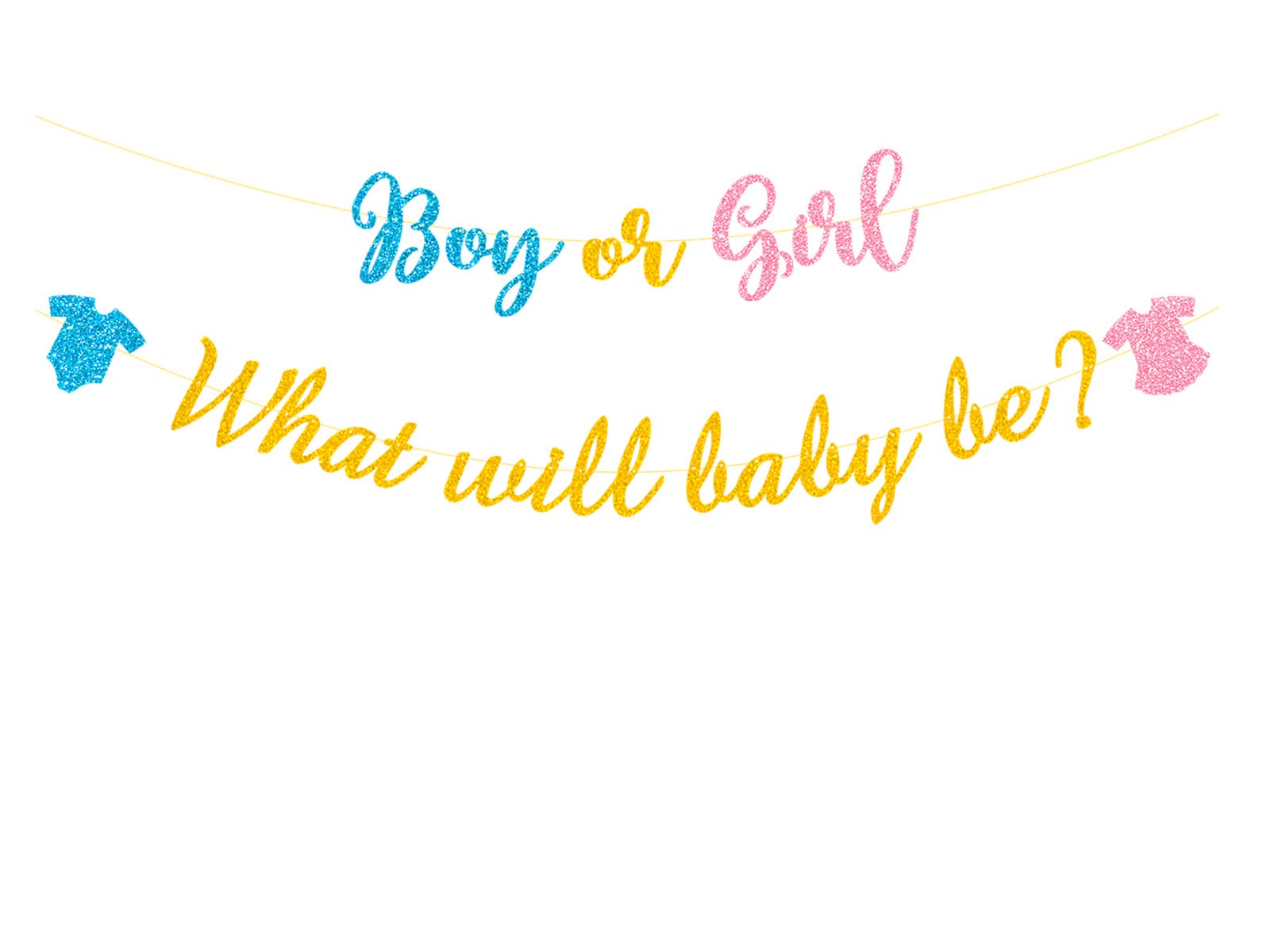 Bng-Bng Baby Shower Decorations Boy or Girl Gender Reveal Banner - What Will Baby Be Photo Backdrop Bunting Flag for Party