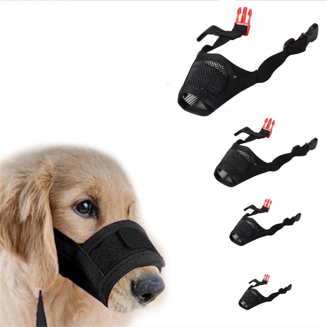 Breathable Mesh Dog Muzzle-Dog Muzzle With Soft and Adjustable Straps-Prevent For Barking Chewing and Lickingg-Black-X-Large