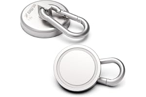 Ant Mag Heavy Duty Neodymium Magnet Hooks with Swiveling Carabiner - 140LBS Pull Force, Indoor/Outdoor Hanging, Kitchen, Garage, Cruise Ship (2 Pack)