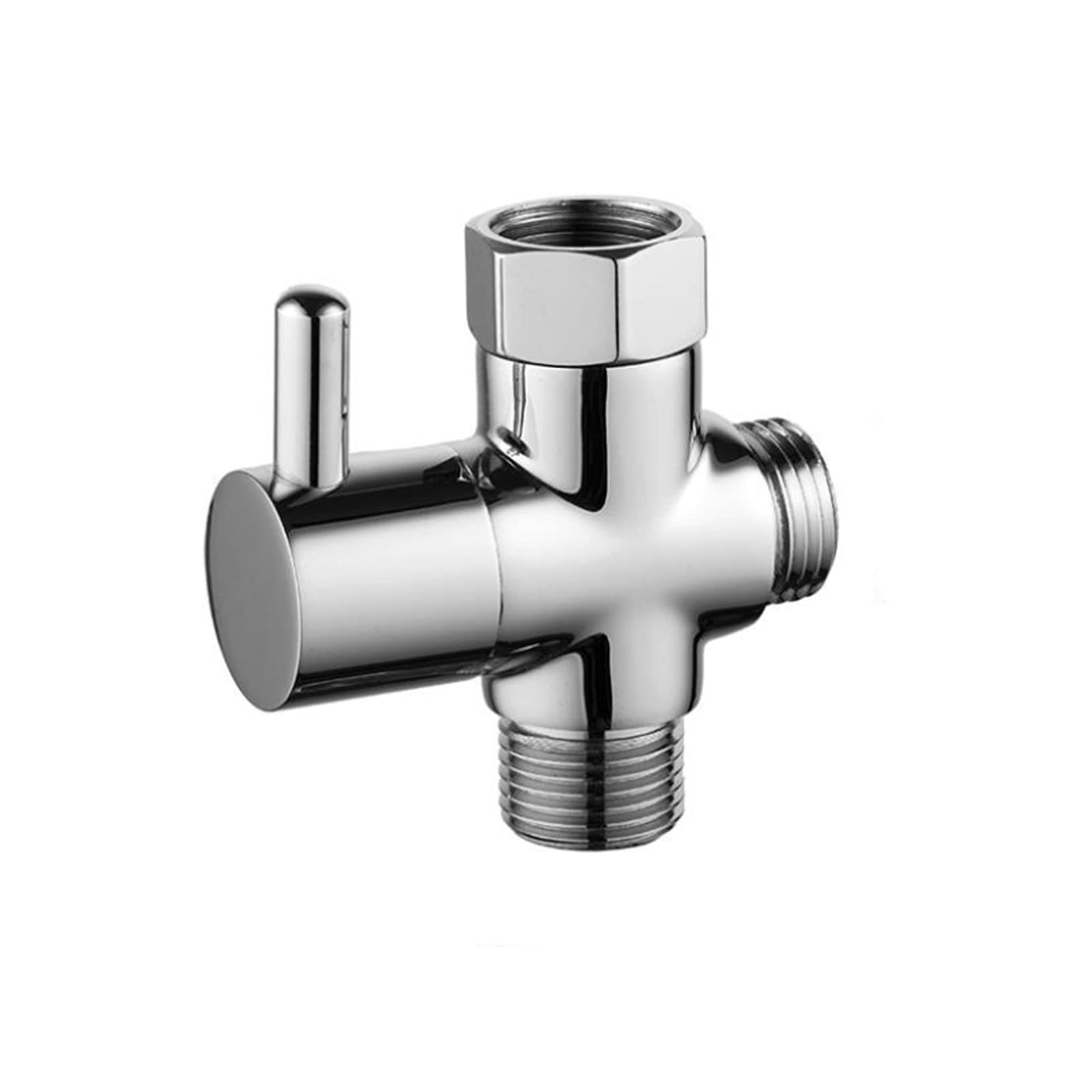 CTForest 3-Way Brass Diverter Valve, Silver, 0.78 in, Thread Connection, Plumbing Fixture