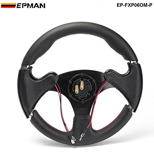 image for OMP- New 320MM Yellow PVC Sport Spoke Car Racing Steering Wheel Carbon