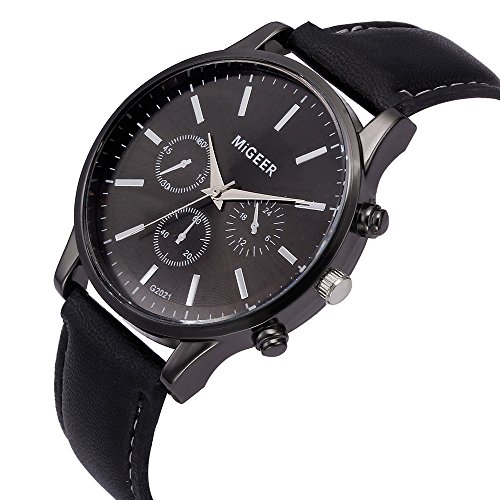 Men's Watches Luxury Sports Casual Quartz Analog Waterproof Wrist Watch Business Gift (Black)